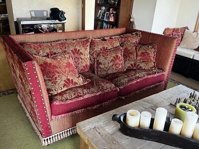 Juego de sofá salón - rojo y dorado, aspecto vintage (usado) Foto 1 de 4