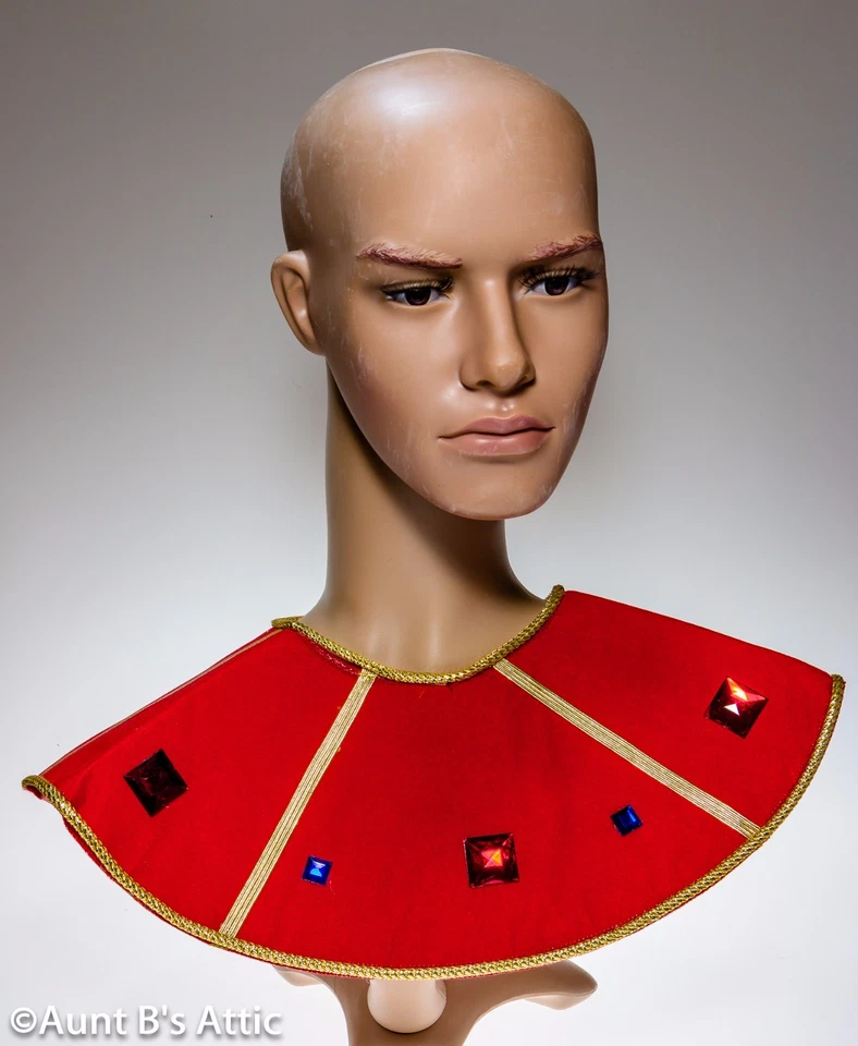 Cuello Egipcio Rojo Pana y Oro Trenzado Cuello Pieza Con Joyas Disfraz Accesorios Foto 1 de 2