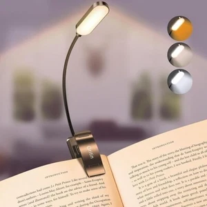 LED Reading Light, 3 Eye-Protecting Modes Book Lamp, Rechargeable, Flexible Clip - Picture 1 of 8