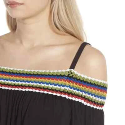 Camisa Top Crochet Boho Hombro Descubierto M Manga Corta Bailey 44 Hecha en EE. UU. Rasta Foto 1 de 4