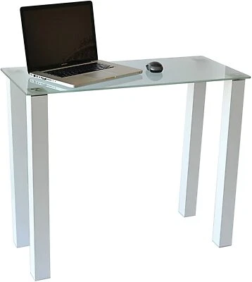 Branchdale Glass Desk Semi-Frosted Top, White Legs - Изображение 1 из 4
