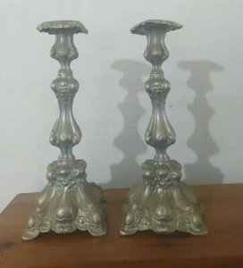 Antique M Jarra Warsaw, Poland  Candlesticks Shabbat Candle Judaica 1890s - Picture 1 of 12