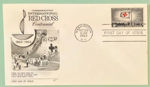 Sc 1239 5c 1963 International Red Cross Centennial FDC Fleetwood Cachet - Picture 1 of 3