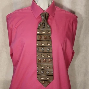 Field & Stream Neck Tie, Brown, Dogs, Ducks, Silk, 56" Long - Picture 1 of 11