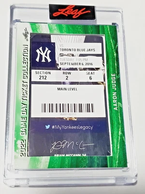 Aaron Judge 2022 Leaf Game Day Ticket Rookie Year 9/6/16 TC-1 Yankees Blue Jays - Image 1 of 3