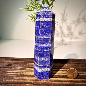 1.63LB Natural Azul Rayas Piedra Cristal Obelisco Cuarzo Cristal Columna Energía - Imagen 1 de 14