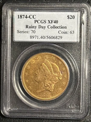 1874 CC Double Eagles Liberty Head PCGS XF-40 - Image 1 of 2