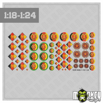 65 teil. Set Modellbau DDR NVA und Grenze LKW Truck Aufkleber 1:18 + 1:24 - Bild 1 von 2