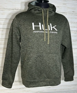 Huk Performance Fishing Hoodie MEDIUM Mens GREEN Pullover Hooded Sweatshirt shir - Picture 1 of 12