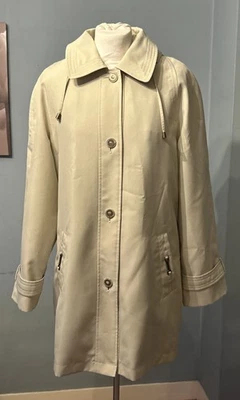 EWM Pale Beige Lined Long Sleeved Jacket With Hood Size 12 - Image 1 of 4