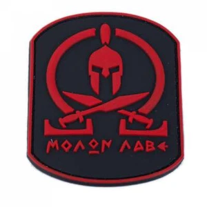 3D Rubber Klett Patch Molon Labe 6,3 x 7,9 cm Rot - Bild 1 von 1