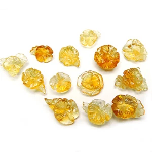 Tallado de flores de citrino 56,55 CTS 13 PIEZAS TALLADO GEMAS NATURALES DE CITRINO BRASILEÑO - Imagen 1 de 4