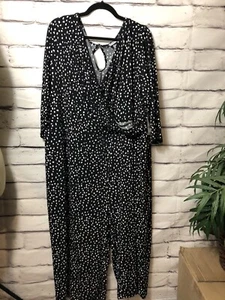 Catherines Plus Black and White Polka Dotted Wide Leg Jumpsuit 4X 30/32W NWT - Picture 1 of 7