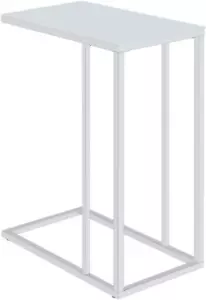 Glass Top Snack Table Chrome and White, 10"D X 18"W X 24"H (900250) - Picture 1 of 6