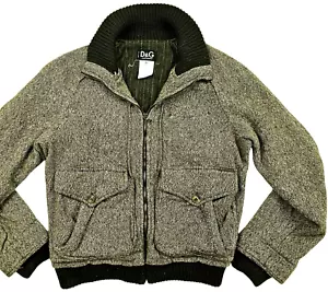 *HOT VINTAGE ITALY UNISEX DOLCE & GABBANA @ BOMBER BROWN WOOL Jacket XL (*Fit M) - Picture 1 of 16