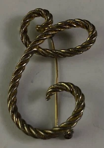 Monogram Letter "C" Twisted Rope Style Brooch Pinback Sf.2 - Picture 1 of 3