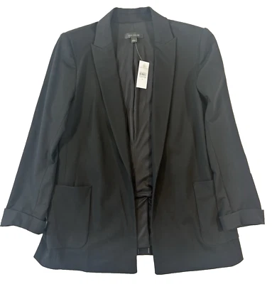 NUEVO Mujer Negro Ann Taylor Abierto Blazer Traje Chaqueta Carrera Manga 3/4 Pequeño 4 Foto 1 de 4