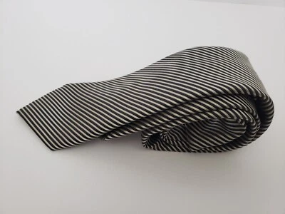 Corbata David Donahue clásica vintage negra/dorada a rayas mentie 100% seda Inglaterra  Foto 1 de 4