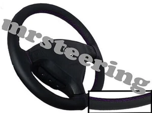 FOR VAUXHALL AGILA B BLACK LEATHER STEERING WHEEL COVER PURPLE STITCH NEW 07-12 - Picture 1 of 1