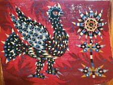 Vintage French needlepoint ART  Tapestry Michel FOCHLER jean Picart rooster bird