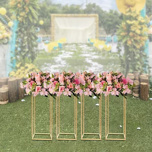 4x Gold Blumenständer Metall Bodenständer Metal Säule Stand Hochzeit Venue Dekor - Bild 1 von 14
