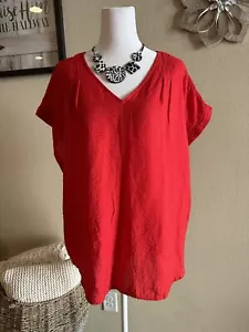 Camicia da donna Simply Vera Wang rossa rayon/nylon collo a V - taglia XL - Foto 1 di 8