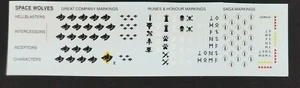40K Hoja de Transferencia Lobos Espaciales Calcomanías Primaris Marines Espaciales Dark Imperium - Imagen 1 de 1