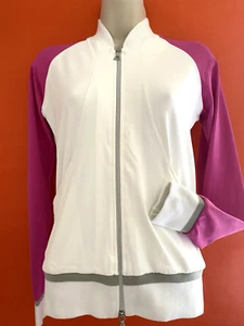 BELFE Women's XS Jersey Sport Jacket Off White & Pink High End Designer - Picture 1 of 16