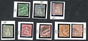 Switzerland 1862-78 Group of Eight 3c-50c Showing Broken Perf Pins Superb Used - Picture 1 of 8