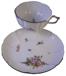 Mid 18thC Meissen Porcelain Relief Design & Flowers Cup & Saucer Porzellan Tasse - Picture 1 of 17