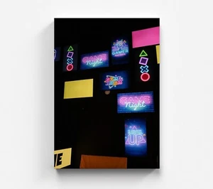 Luz de neón lienzo neón mural jugador juego lienzo arte de juego imagen - Imagen 1 de 5