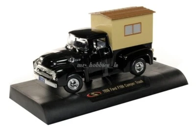 1956 FORD F100 W/ CAMPER TRUCK DIE CAST 1/32 BLACK BY SIGNATURE 32395 - Image 1 of 4