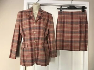 AF. Womens Size 12 Jacket + Size 14 Skirt Vintage SUMMER SMART WORK CHECK LINED - Picture 1 of 10