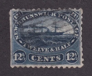 MATT'S STAMPS SCOTT NEW BRUNSWICK #10, 12.5-CENT STEAM & SAILING SHIP USED CV$75 - Picture 1 of 3