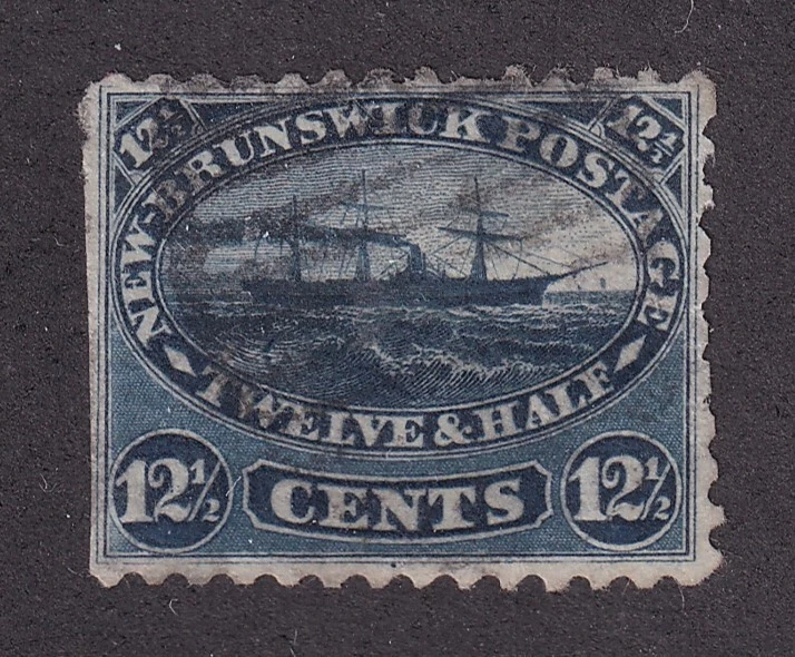 MATT'S STAMPS SCOTT NEW BRUNSWICK #10, 12.5-CENT STEAM & SAILING SHIP USED CV$75 - Image 1 of 3
