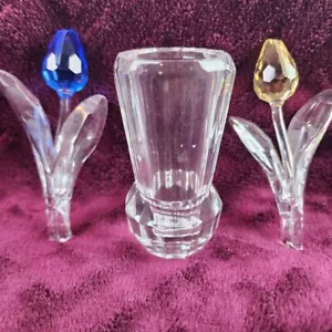 Swarovski Crystal Blue & Yellow Tulips w/ Tuscany Collection Toothpick Holder - Picture 1 of 8
