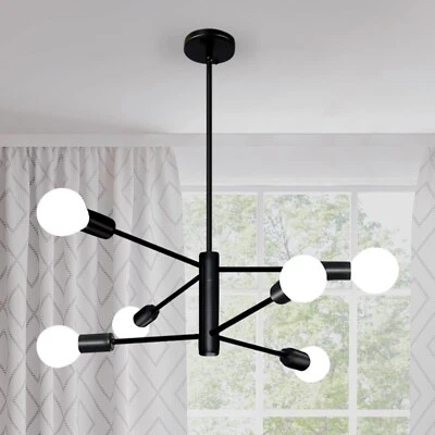 Lámpara Colgante Moderna Estilo Industrial 6 Luces Lámpara de Techo con Ajustable Foto 1 de 4