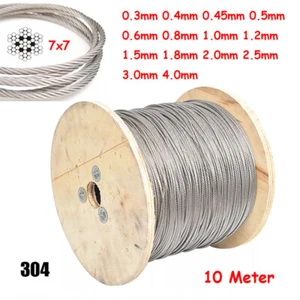 Cable de cable de acero inoxidable de 10 metros 7x7 0,3 mm 0,4 mm 0,45 mm 0,5 mm 0,6 mm ~ 4 mm - Imagen 1 de 6