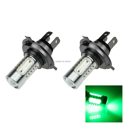 2x Green AUTO H4 Fog Lamp Exterior Light 5 Emitters COB SMD LED IEC7004-39 H108 - Image 1 of 4