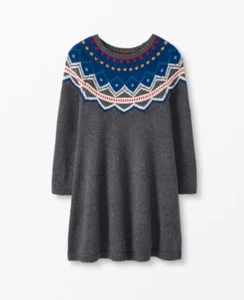 Hanna Andersson Girls Fair Isle Sweater Dress sz 140 cm / US 10 Cotton Wool NWT - Picture 1 of 10