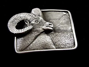 Big Horn Sheep Pewter Gürtelschnalle von KEV Made in USA 6514 Old New Stock - Bild 1 von 3