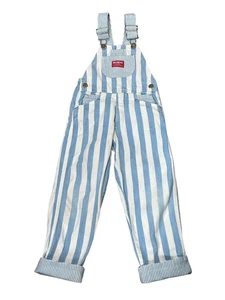 Vtg 80s Sz 5 Childrens Overalls OshKosh B'gosh USA Vestbak Blue Striped Romper - Picture 1 of 24