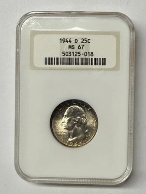 1944-D 25c Washington Quarter NGC MS67 Old Fatty Holder - Image 1 of 3