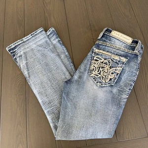 Rock Revival Jeans Women 29x29 Kelcie High Rise Boot Blue Embellished Denim READ - Picture 1 of 23