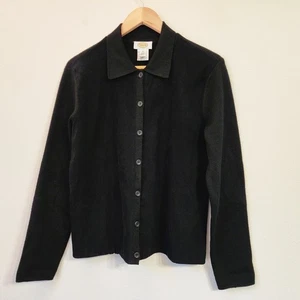 Talbots maglione cardigan maglia bottoni lana merino nero donna M classico - Foto 1 di 17