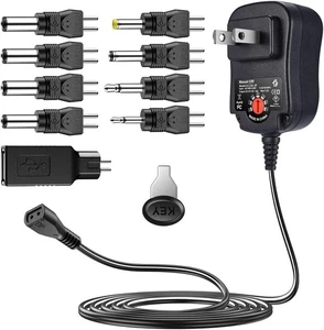 SoulBay 12W Universal AC Adapter Reversible Polarity Multi Voltage DC Black - Photo 1/9