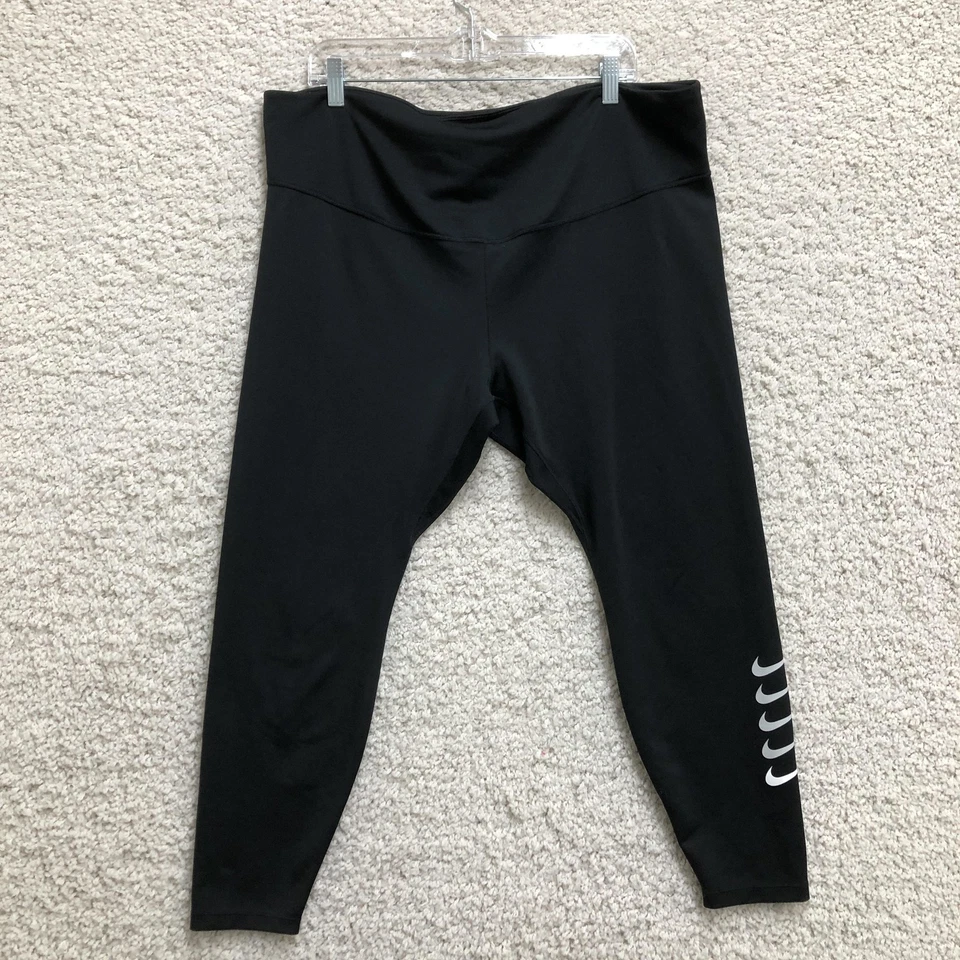 Nike Leggings Womens 3X Black Dri-FIT Running Leggings High Rise Reflective Gym - Image 1 of 4