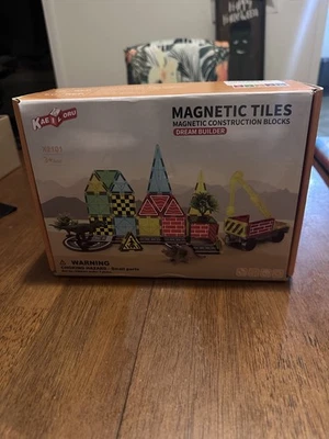 Magnitiles  Magnetic Tiles Road Set with crane and dinosaurs new in box! - Image 1 of 4