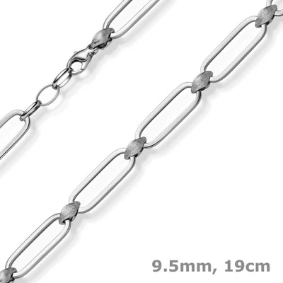 9,5mm Armband Paper-Clip Armkette aus 585 Gold Weißgold teilmattiert 19cm - Bild 1 von 3