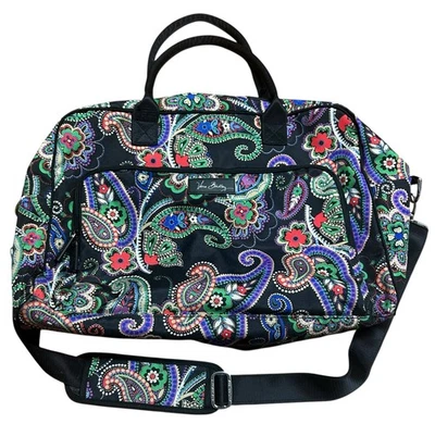 Vera Bradley Retired Kiev Paisley Travel Duffle Black Crossbody Weekend Bag - Image 1 of 4